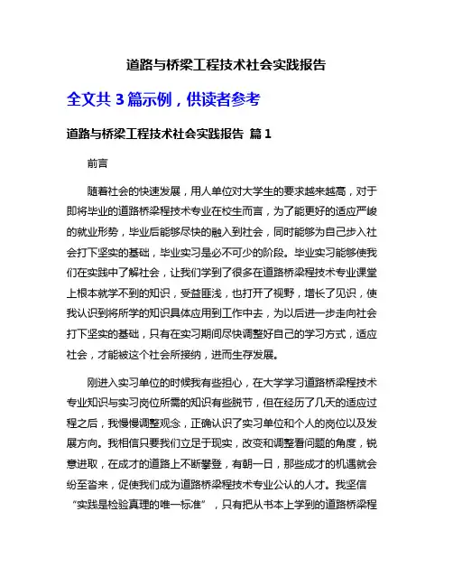 道路与桥梁工程技术社会实践报告