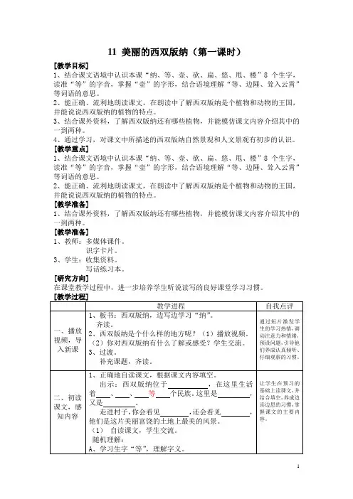 11 美丽的西双版纳(教案)