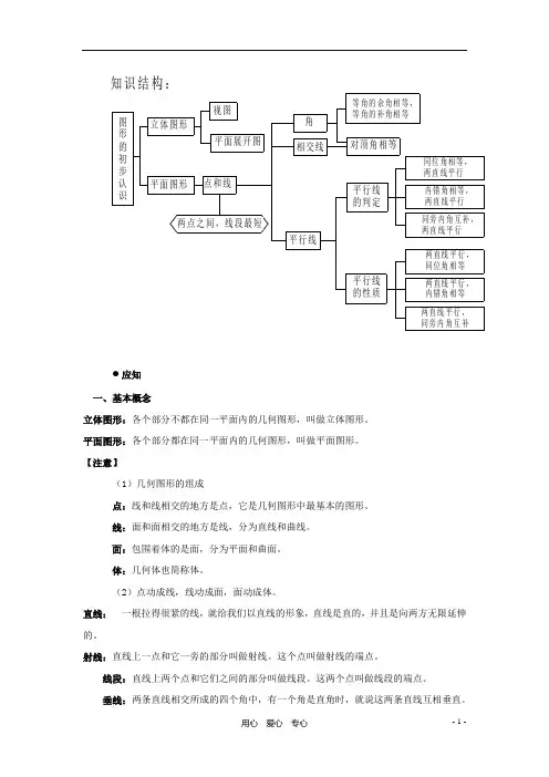 七年级数学家庭辅导 第四章 图形的初步认识 华东师大版