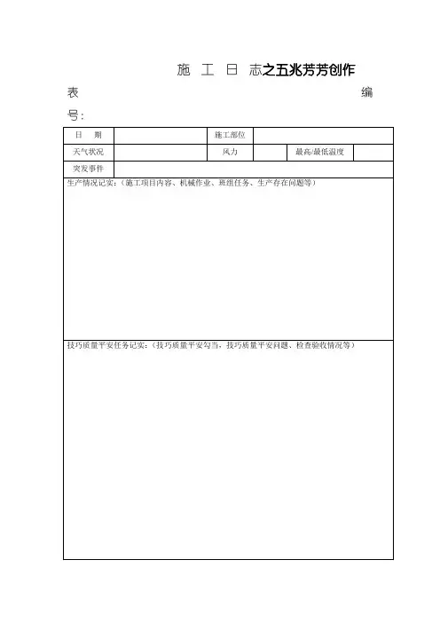 施工日志空白表格及范文