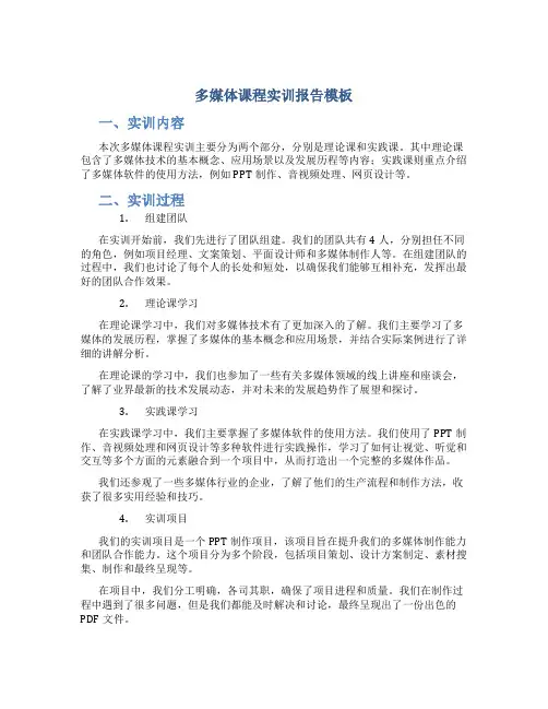 多媒体课程实训报告模板