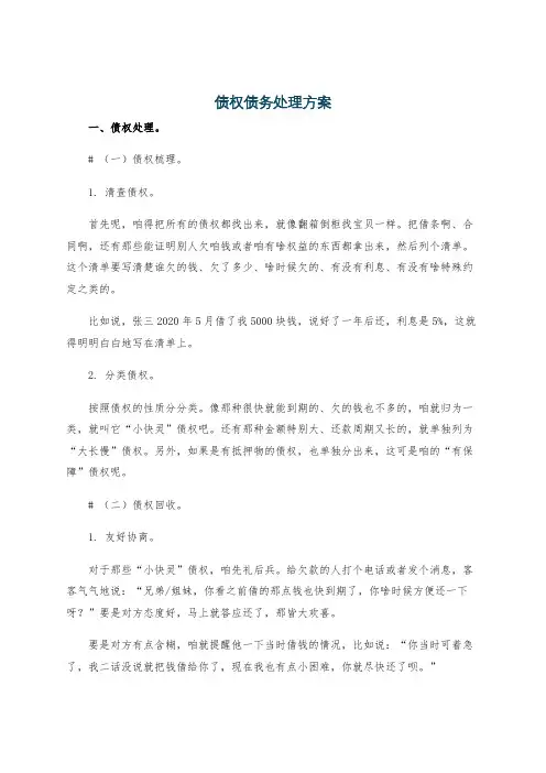 债权债务处理方案
