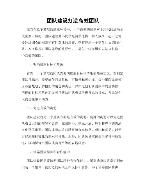 团队建设打造高效团队