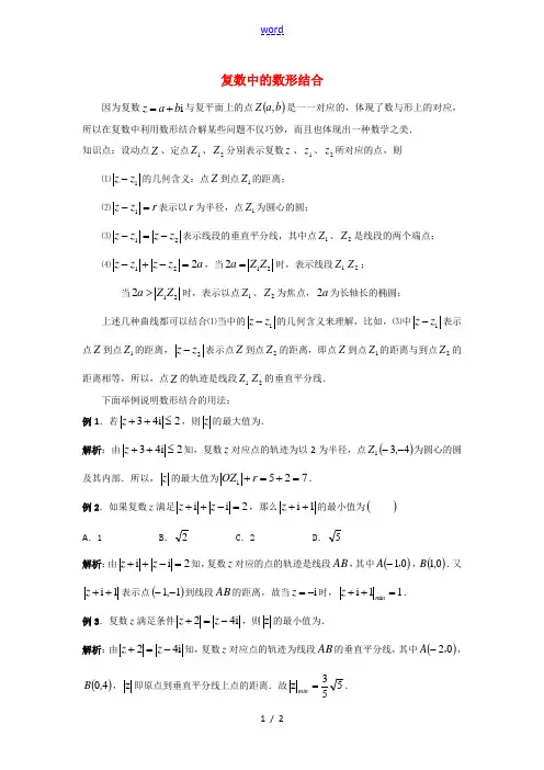 高考数学复习点拨 复数中的数形结合