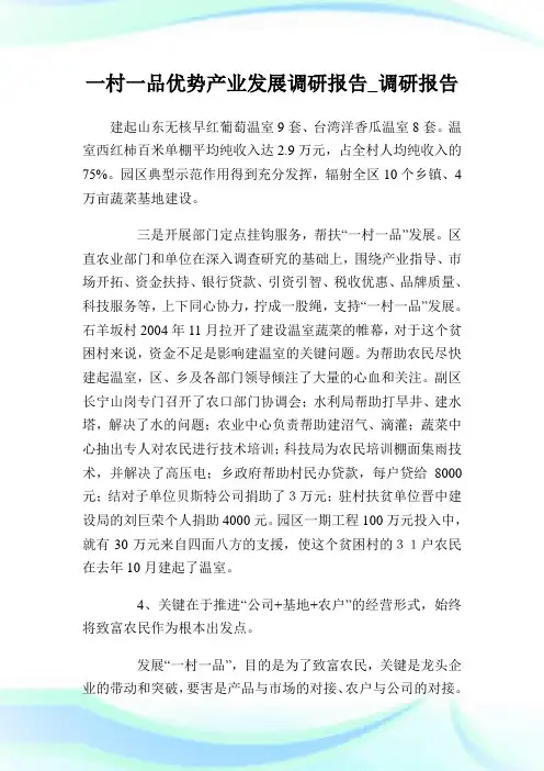 一村一品优势产业发展调研报告_调研报告_2.doc