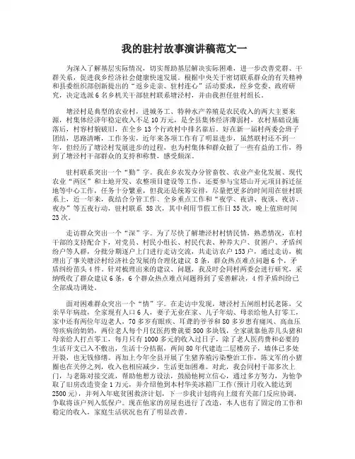 我的驻村故事优秀演讲稿范文