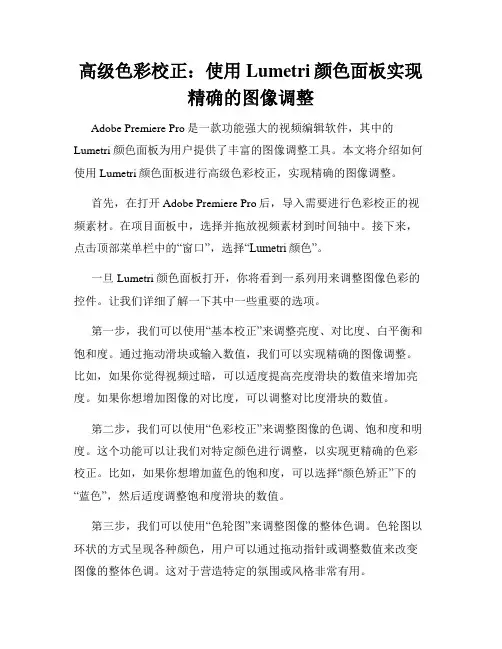 高级色彩校正 使用Lumetri颜色面板实现精确的图像调整