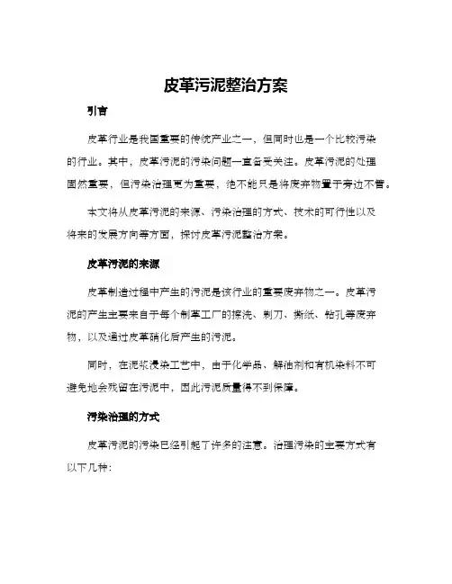 皮革污泥整治方案
