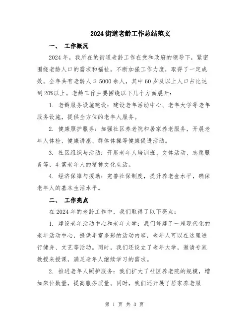2024街道老龄工作总结范文