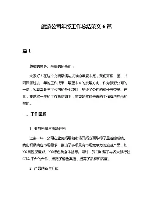 旅游公司年终工作总结范文6篇