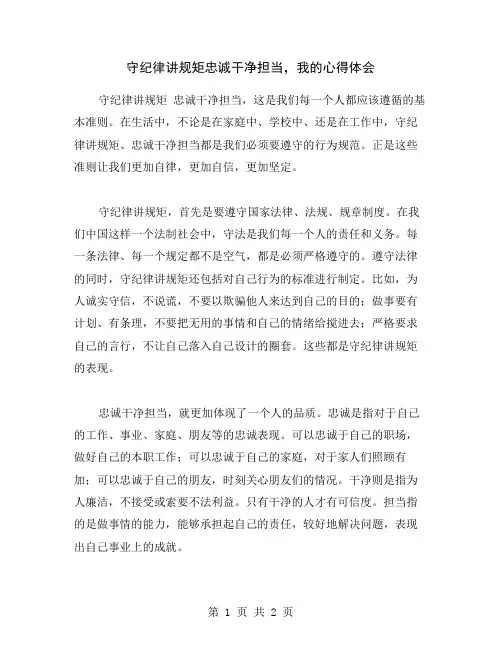 守纪律讲规矩忠诚干净担当,我的心得体会