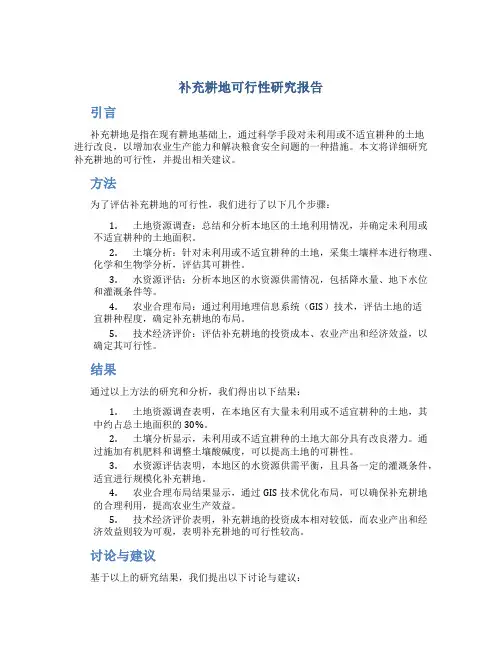 补充耕地可行性研究报告