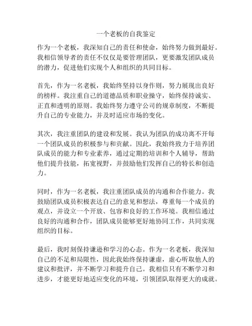 一个老板的自我鉴定