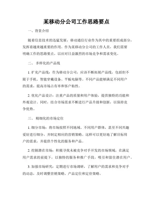 某移动分公司工作思路要点