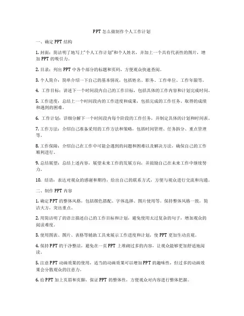 PPT怎么做制作个人工作计划