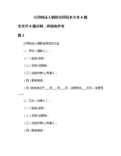 公司向法人借款合同范本大全4篇