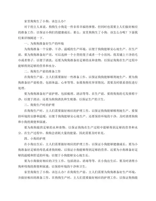 家里狗狗生了小狗,该怎么办？