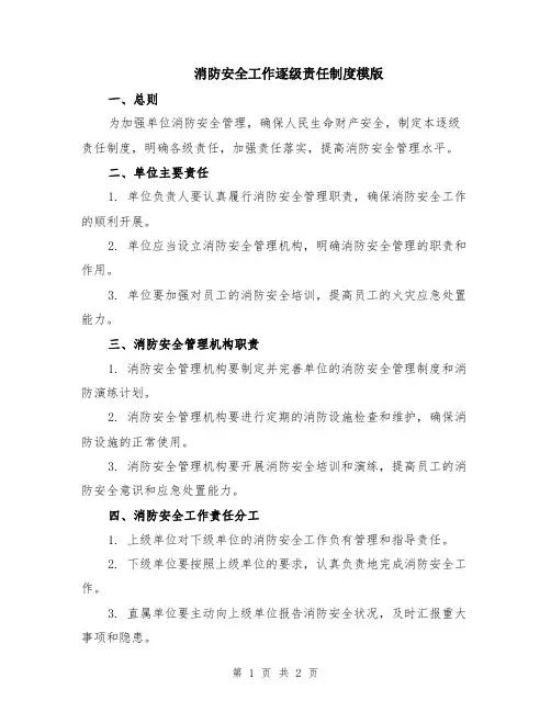 消防安全工作逐级责任制度模版