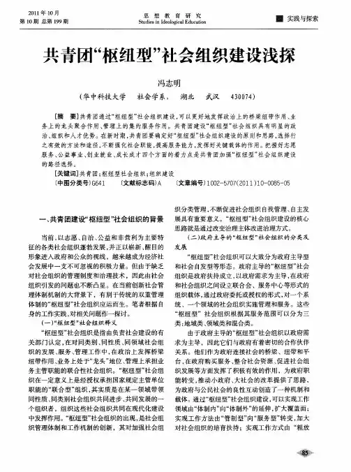 共青团“枢纽型”社会组织建设浅探