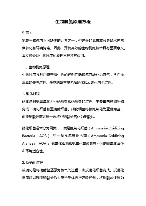 生物脱氮原理方程