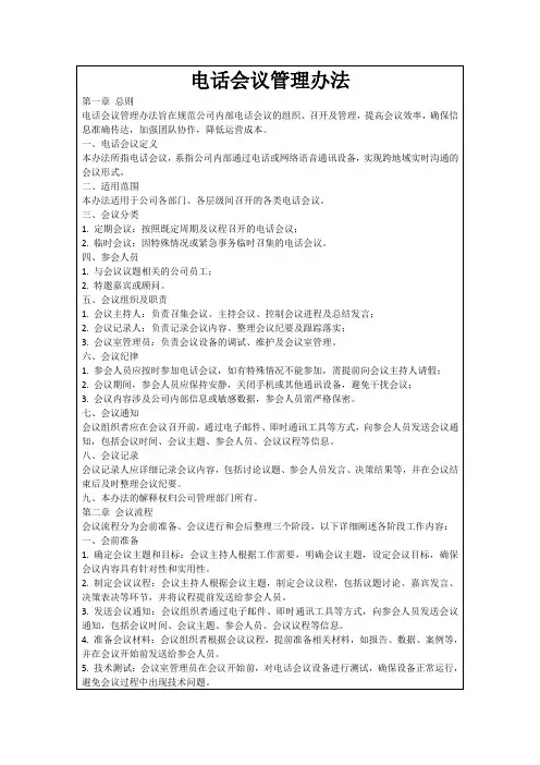 电话会议管理办法