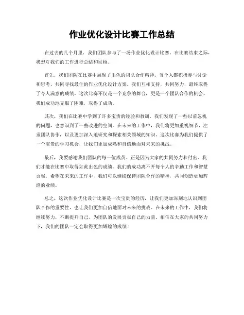 作业优化设计比赛工作总结