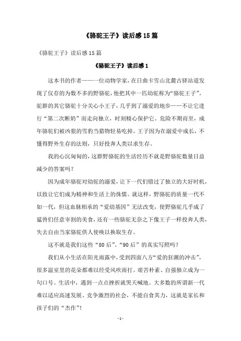 《骆驼王子》读后感15篇