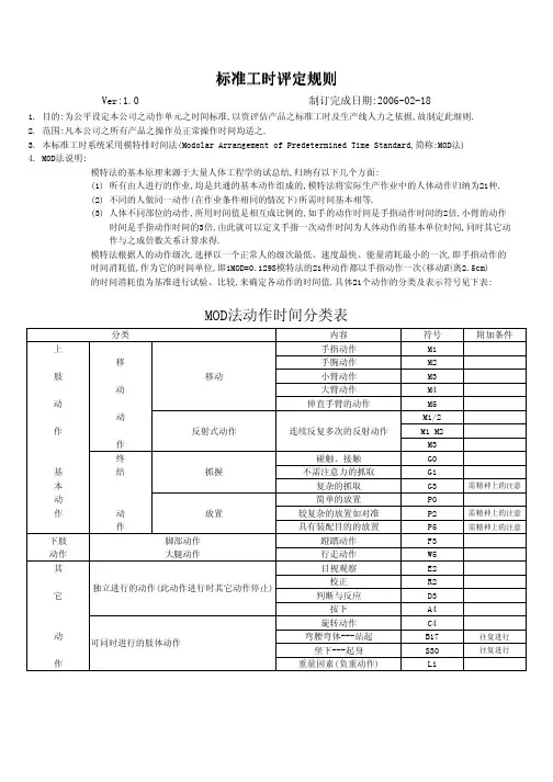 标准工时分析表(MOD法)1
