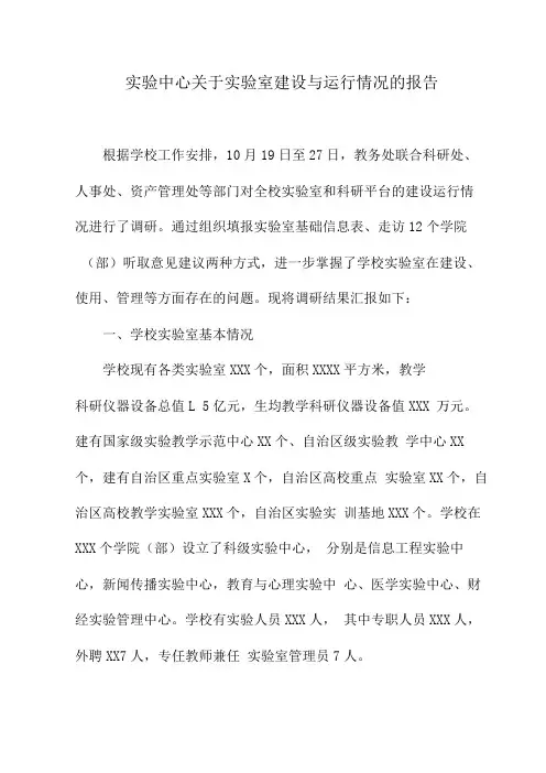 关于实验室建设与运行情况的报告
