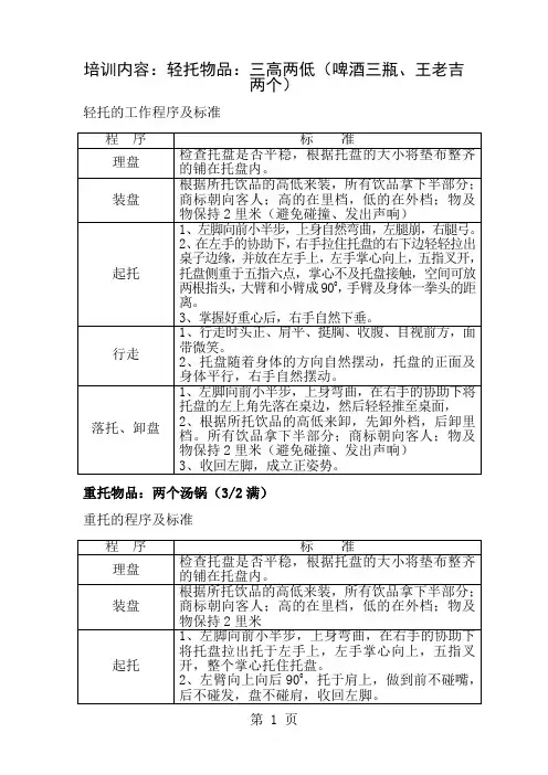 餐饮前厅基本工作程序及流程