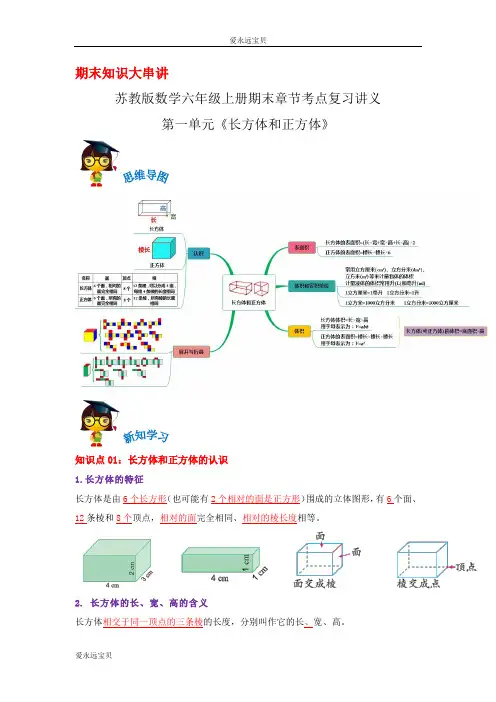 2023-2024年小学数学六年级上册精讲精练第一单元《第一单元《长方体和正方体》》(苏教版含解析)