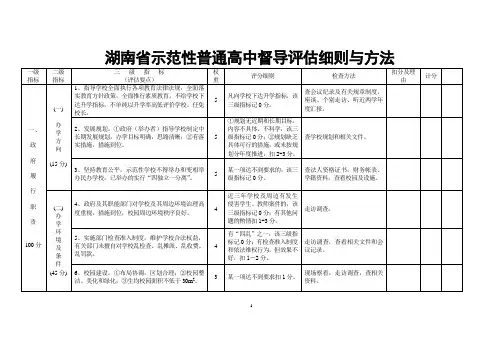 湖南省示范性普通高中督导评估细则与方法