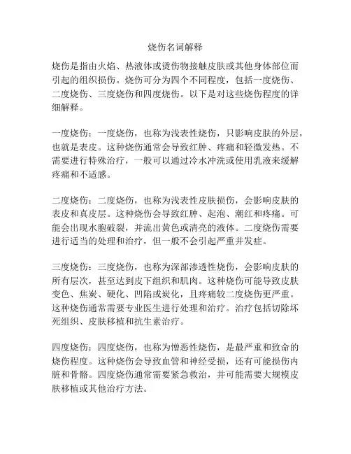 烧伤名词解释