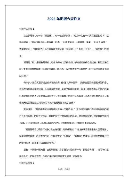 2024年把握今天作文