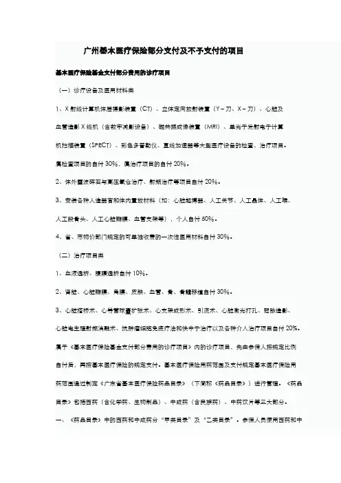 广州市医疗保险部分自费项目