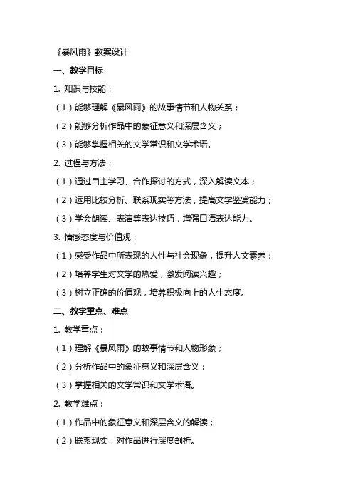 《暴风雨》教案设计