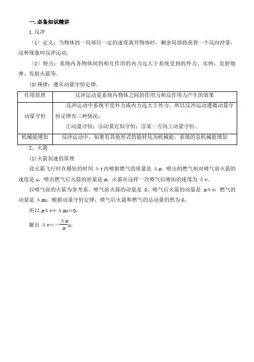 动量守恒之爆炸与反冲(火箭)模型高三物理一轮复习专题