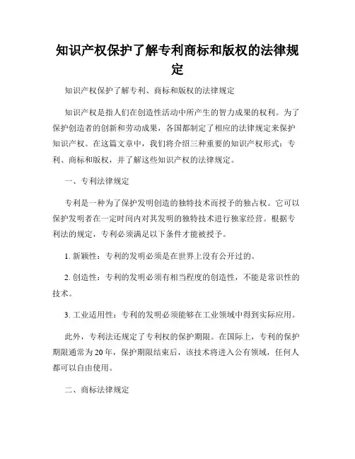 知识产权保护了解专利商标和版权的法律规定