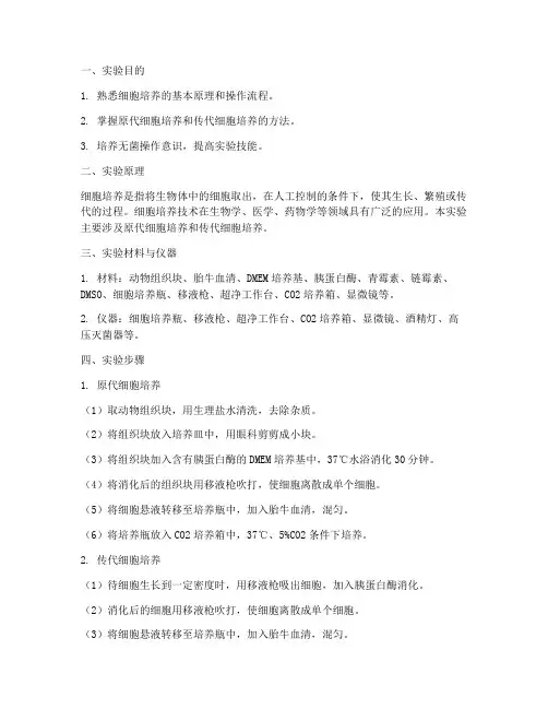 细胞培养的实验报告