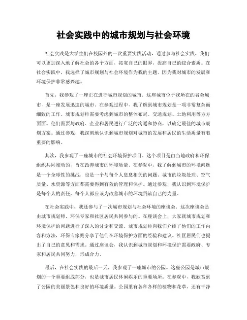 社会实践中的城市规划与社会环境