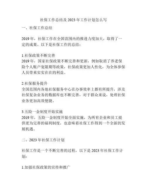 社保工作总结及2023年工作计划怎么写