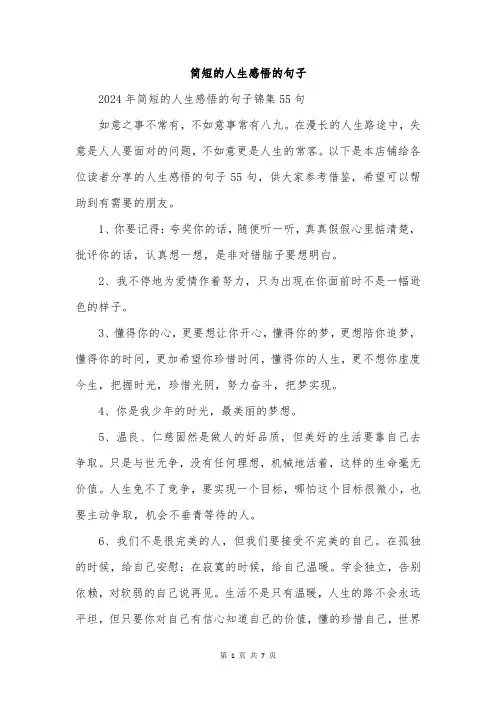 简短的人生感悟的句子