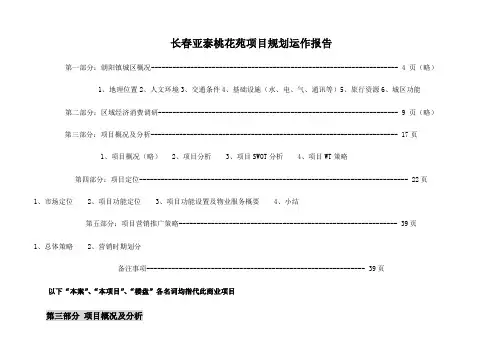 长春亚泰桃花苑项目规划运作报告
