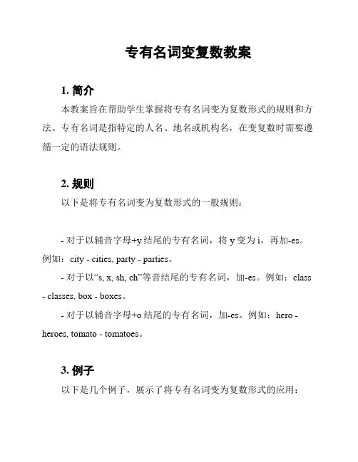 专有名词变复数教案