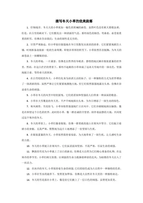 描写冬天小草的优美段落
