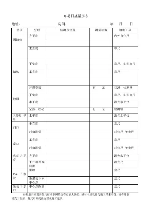 量房表格