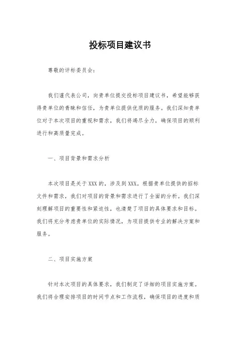 投标项目建议书