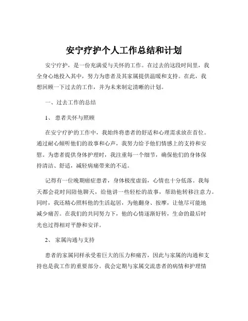 安宁疗护个人工作总结和计划