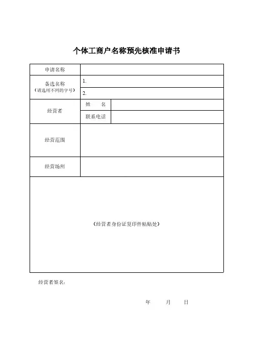 【免费下载】营业执照6张表格