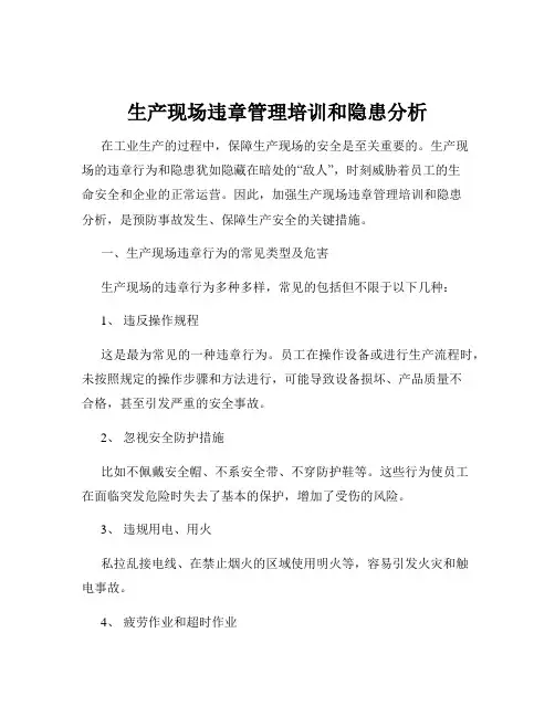 生产现场违章管理培训和隐患分析